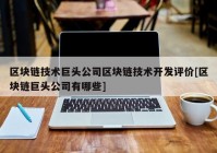 区块链技术巨头公司区块链技术开发评价[区块链巨头公司有哪些]